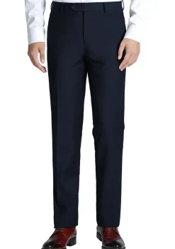 Navy Slim Fit Dress Pants Flat Front Pre-hemmed