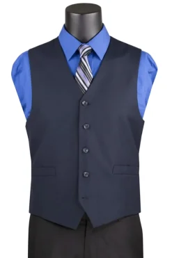 Navy Slim Fit Vest Single Breasted 5 Button Design