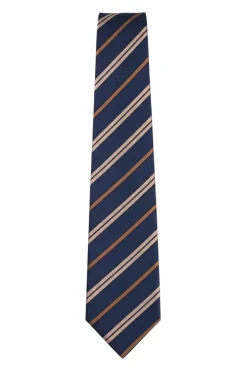 Navy Tie with Diagonal Brown Stripe