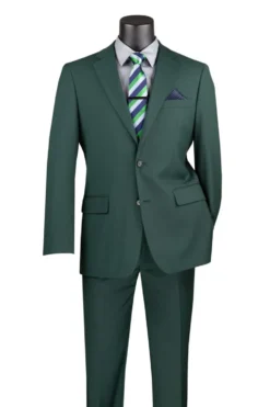 Nola Collection - Hunter Green Regular Fit 2 Piece Suit With Adjustable Waistband Pants