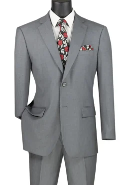 Nola Collection - Medium Gray Regular Fit 2 Piece Suit With Adjustable Waistband Pants