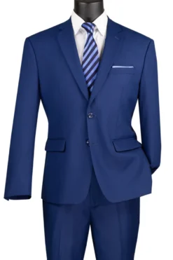 Nola Collection - Twilight Blue Regular Fit 2 Piece Suit With Adjustable Waistband Pants
