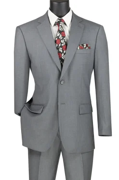 Nola Collection - Medium Gray Regular Fit 2 Piece Suit With Adjustable Waistband Pants
