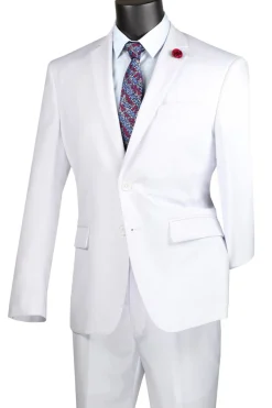 Nola Collection - White Regular Fit 2 Piece Suit With Adjustable Waistband Pants