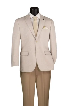 Oatmeal Modern Fit Textured Pick Stitch Blazer