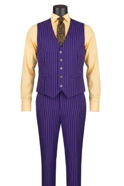 Odyssey Collection - Purple Regular Fit Bold Stripes 3-Piece Suit