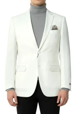 Off White Hybrid Fit Single Breasted Notch Lapel Jacket
