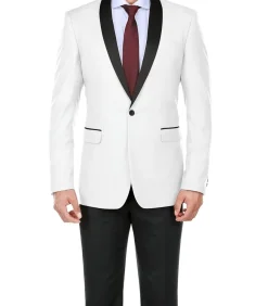 Off-White 2 Piece Tuxedo Shawl Lapel Slim Fit