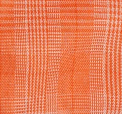 Orange Plaid French Cuff Dress Shirt Set with Cuff Links, Tie and Pocket Square