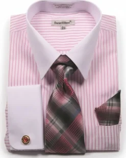 Pink Stripe French Cuff Dress Shirt Set