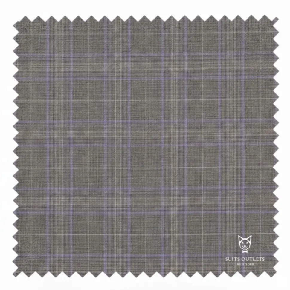 Pompey Collection - Men's Glen Plaid Dress Suit 2 Piece Regular Fit in Gray