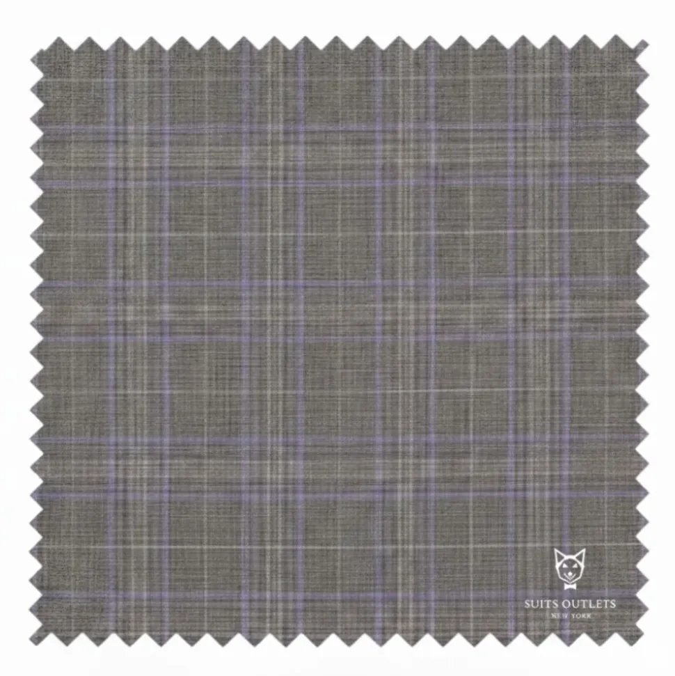 Pompey Collection - Men's Glen Plaid Dress Suit 2 Piece Regular Fit in Gray