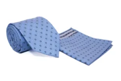 Powder Blue Geometric Tie and Pocket Square Set