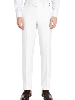 Pre-Hemmed Flat Front Adjustable Waistband Pants - White