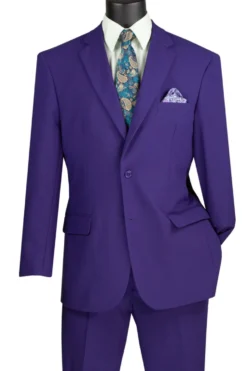 Purple Regular Fit Men's 2 Piece Business Suit 2 Button