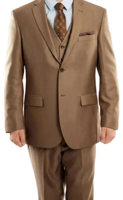 (38R) 3 Piece Modern Fit Suit - Toast