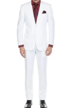 (34R) 2 Piece Suit 2 Buttons Regular Fit In White