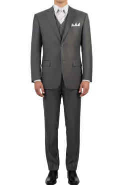 (46R & 52R) Heather Gray Regular Fit 3-Piece Suit
