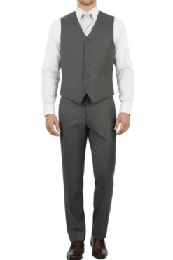 (46R & 52R) Heather Gray Regular Fit 3-Piece Suit