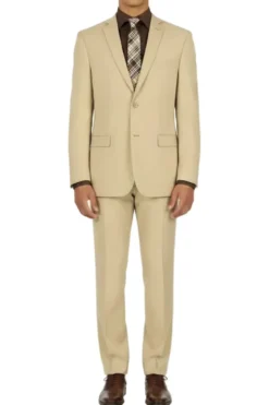 (42R) Beige Slim Fit Men's 2 Piece Business Suit 2 Button