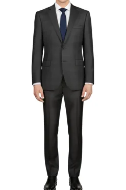 (46R) Black 2-Piece Regular Fit Glen Plaid Suit