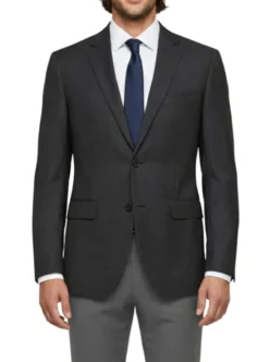 (42R Blazer) Modern Fit Black Pinstripe 2 Button Blazer