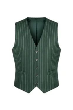 (44R) Hunter Green Regular Fit Bold Striped Vest and Pants