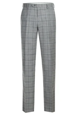 (44R) Lozano Collection - Men's 2 Piece Regular Fit Gray Plaid Suit