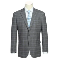 (40R) Men's 2 Piece Regular Fit Gray Check Suit