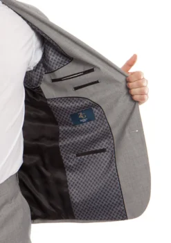 (36R, 44R, 46L) 100% Wool Modern Fit 2 Piece Gray Suit