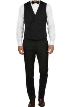 (44R, 48R) Slim Fit Black 3 Piece Tuxedo