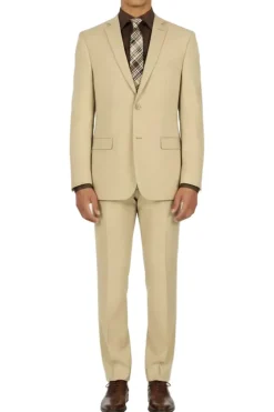 (42R) Beige Slim Fit Men's 2 Piece Business Suit 2 Button