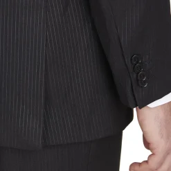 (42R Blazer) Modern Fit Black Pinstripe 2 Button Blazer