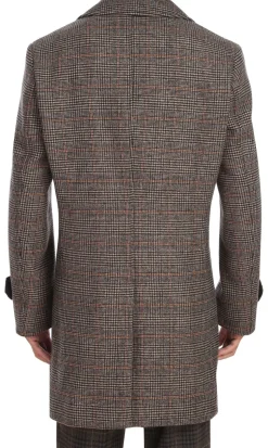 (46R) Brown Slim Fit Wool Blended Long Overcoat