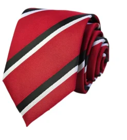 Red Diagonal Striped Tie - Black/White