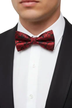 Red Floral Jacquard Pattern Bow Tie