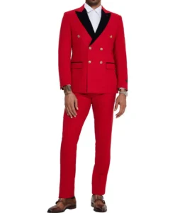 Red 2 Piece Slim Fit Double Breasted Tuxedo