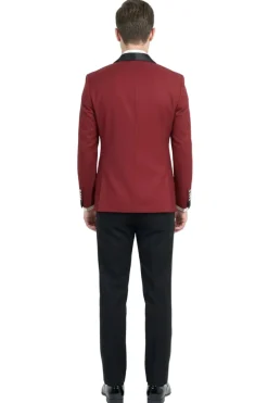 Red Slim Fit 2-Piece Double Breasted Shawl Lapel Tuxedo