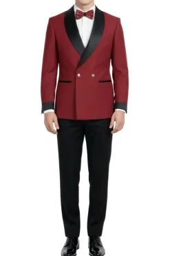 Red Slim Fit 2-Piece Double Breasted Shawl Lapel Tuxedo