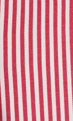 Red White Bold Stripe French Cuff Dress Shirt with Tie, Cuff Links and Pocket Square