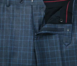 Regular Fit 2 Piece Dress Suit Windowpane in Blue