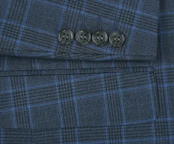 Regular Fit 2 Piece Dress Suit Windowpane in Blue