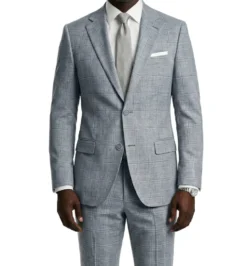 Regular Fit 2 Piece Plaid Suit in Charcoal