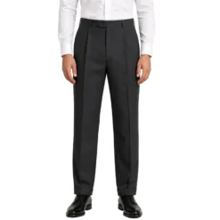 Regular Fit Pleated Pre-hemmed With Cuffs - Charcoal