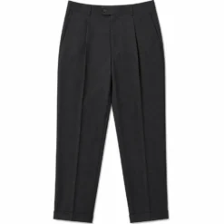 Regular Fit Pleated Pre-hemmed With Cuffs - Charcoal