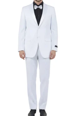 Regular Fit White 2 Piece Tuxedo With Satin Lapel