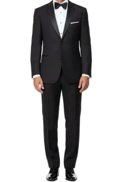 Regular Fit Black 2 Piece Tuxedo With Satin Lapel