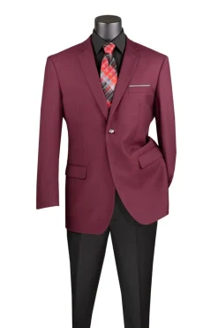 Regular Fit Blazer 2 Button in Burgundy