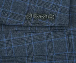 Regular Fit 2 Piece Dress Suit Windowpane in Blue