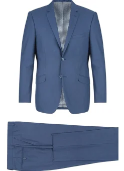 Regular Fit 2 Piece Notch Lapel 2 Button Suit In Blue